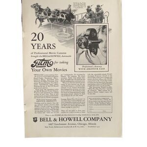 Vintage 1927 Bell & Howell 20 Years Ad Advertisement